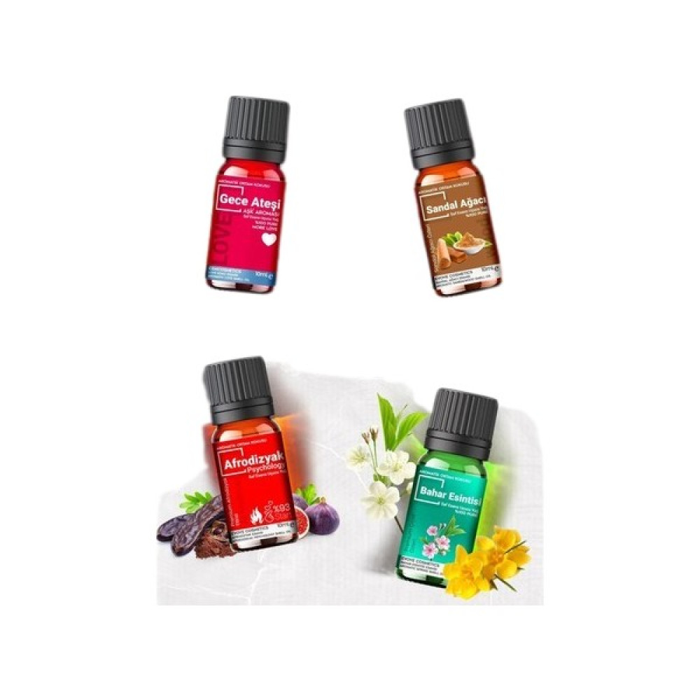 Evove Cosmetics Aşk Serisi Saf Oda Kokusu - Buhurdanlık Yağı 4 Lü Set Esansiyel Uçucu Yağ Buhardanlık 4X10 ml Koku Özü Cam Şişe 4 Adet Oda Kokusu Fiyatı
