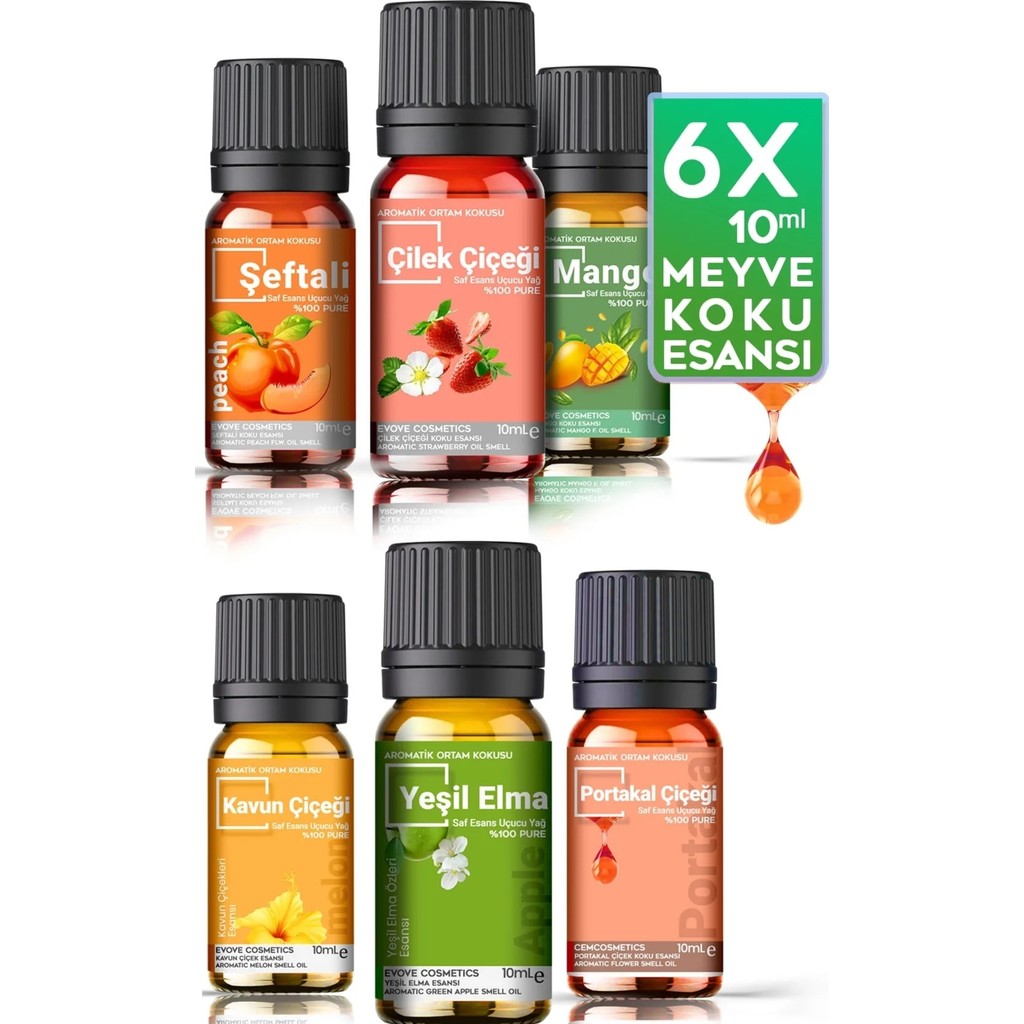 Evove Cosmetics Meyve Rüyası Oda & Ortam Kokusu Serisi 6X10ML Esansiyel Uçucu Yağ %100 Doğal Buhurdanlık Yağı 6'lı Set Evcil Hayvan Ürünleri Fiyatı