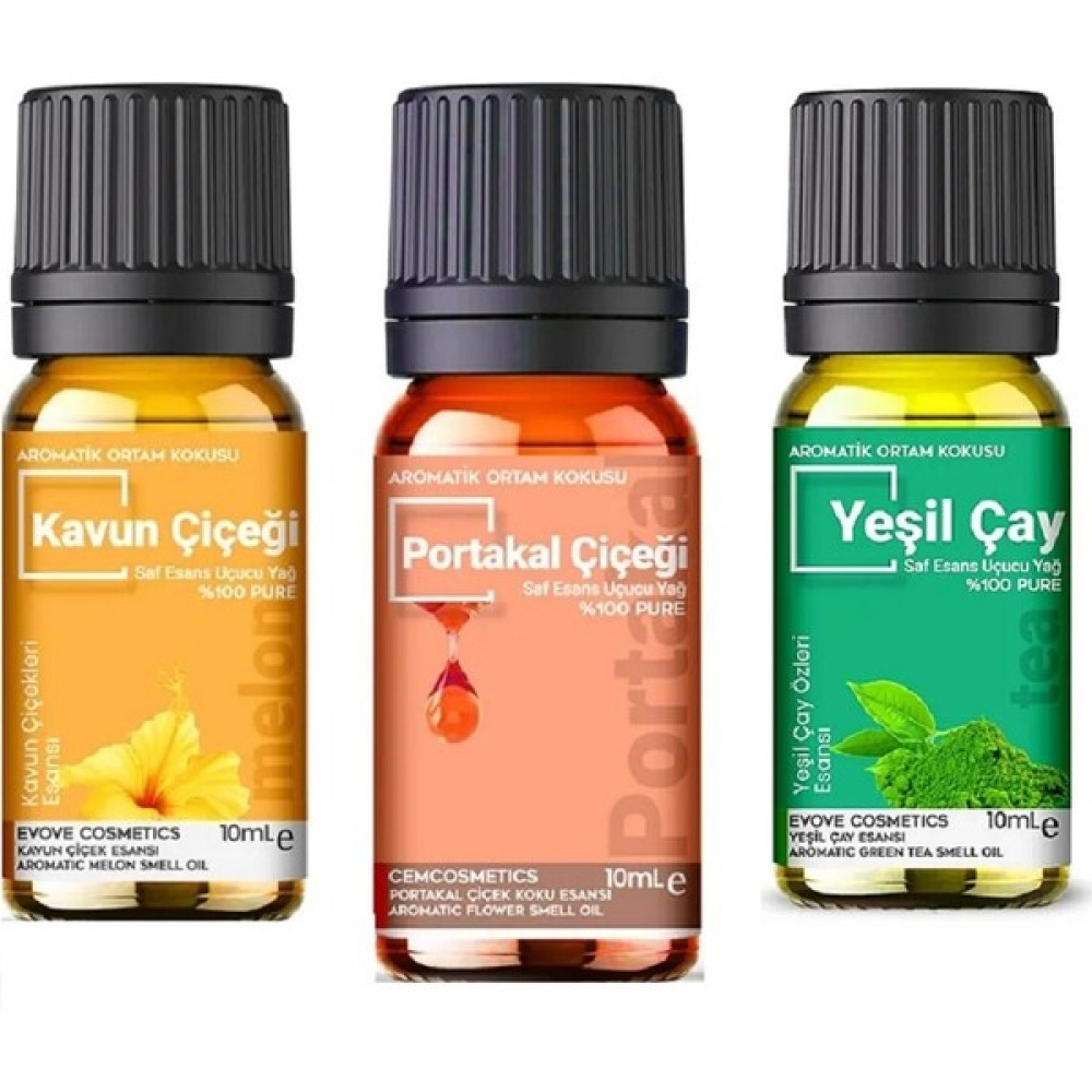 Evove Hastalıklara Karşı Oda Kokusu-Buhurdanlık Yağı Serisi 3X10ML Esansiyel Uçucu Yağ %100 Doğal Kavun Çiçeği & Yeşil Çay & Portakal Çiçeği 3'lü Yaz-Kış Sağlık Seti Oto Boyaları Fiyatı
