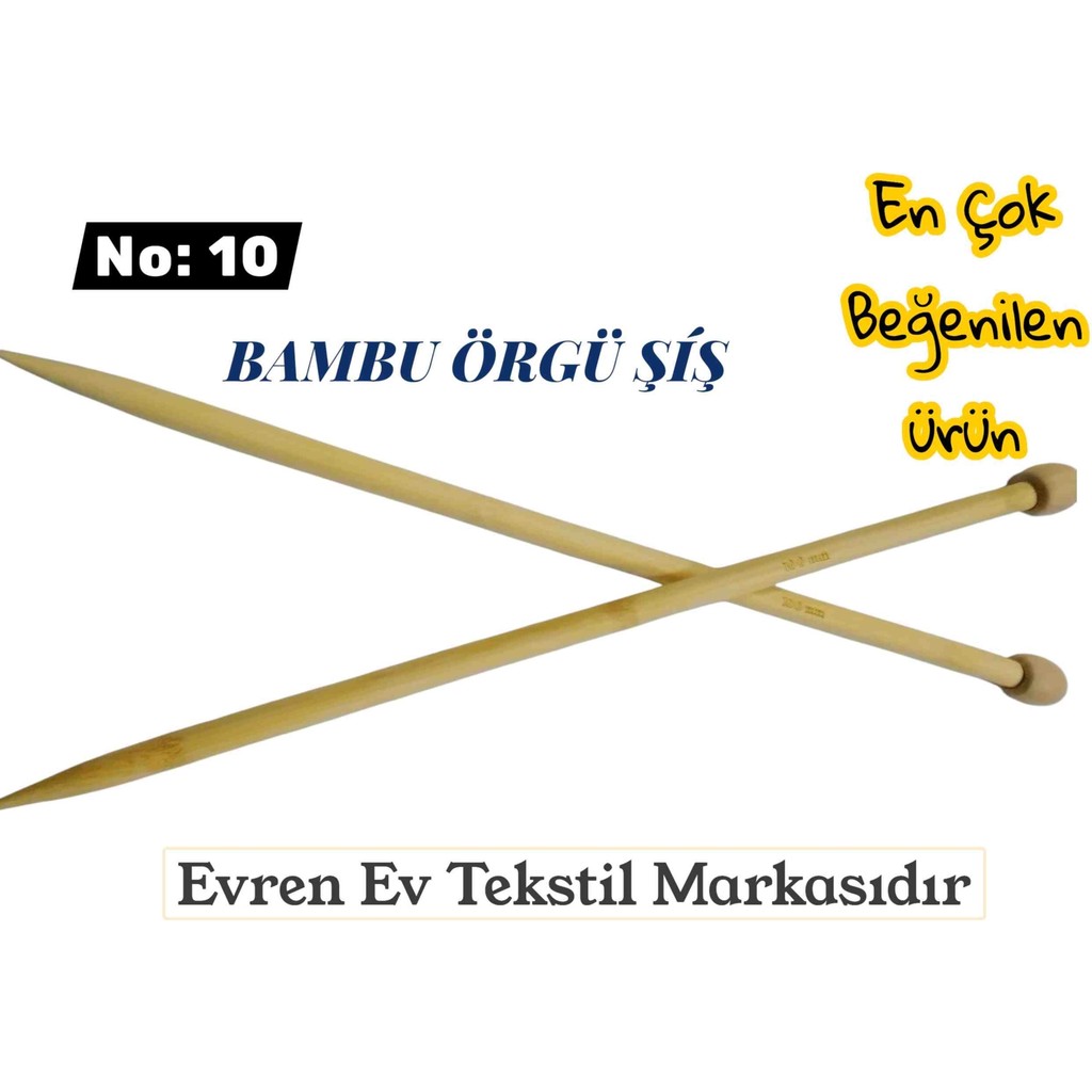 Evren Ev Tekstil Bambu Örgü Şiş No:10 35 cm Bambu Malzeme ile Rahat Örgü Deneyimi Diğer Fiyatı