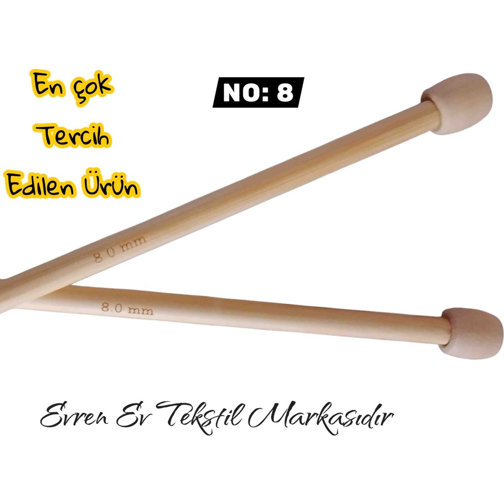 Evren Ev Tekstil Bambu Örgü Şiş - No:8,0 Diğer Fiyatı