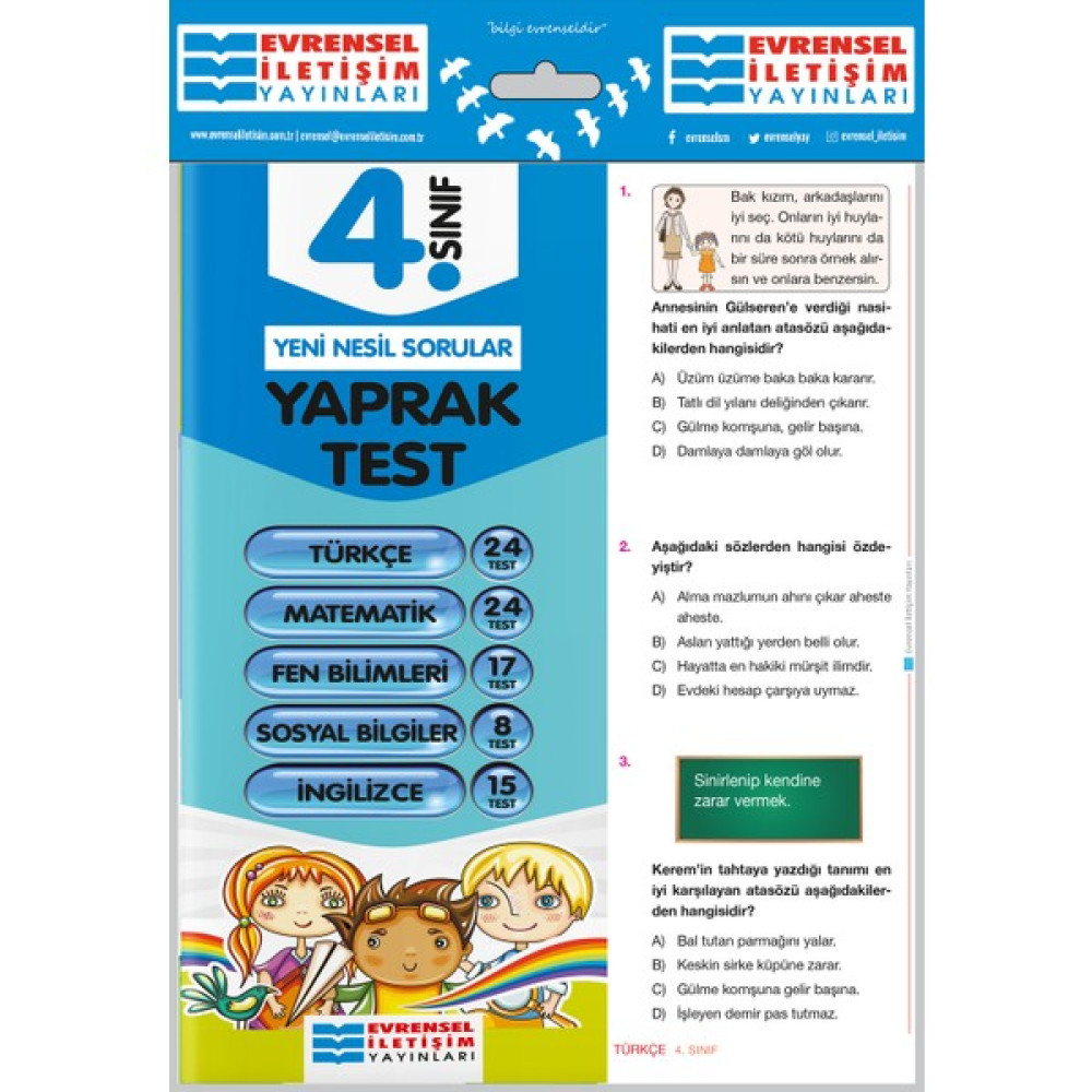 Evrensel İletişim Yayınları 4.Sınıf Tüm Dersler Yaprak Testler Tüm Dersler Fiyatı
