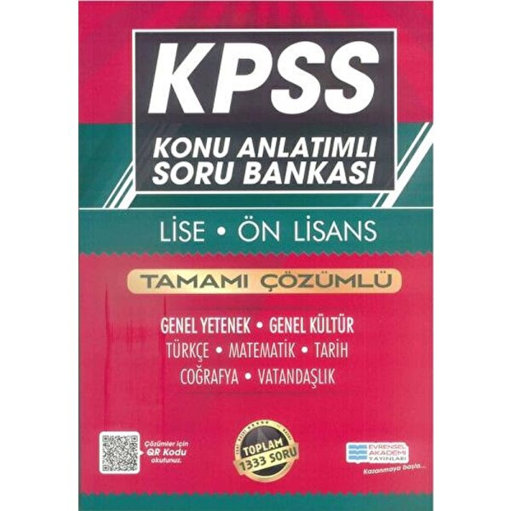 Evrensel Yayınları KPSS Lise Önlisans Genel Yetenek Genel Kültür Konu Anlatımlı Soru Bankası Ders Sınav Kitapları Fiyatı