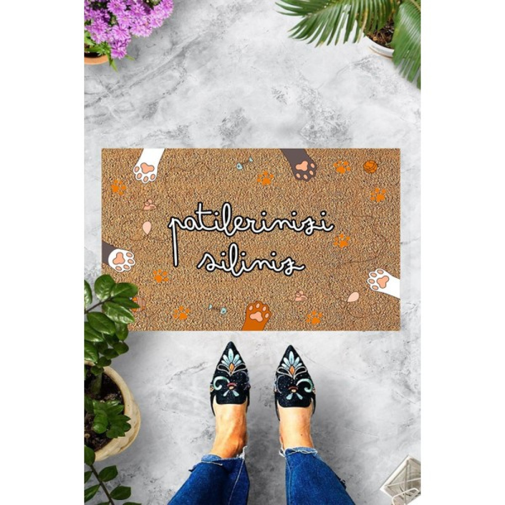 Evsebu Patili Dekoratif Kapı Önü Paspası - 45 x 70 cm - Koyu Kahverengi Diğer Fiyatı