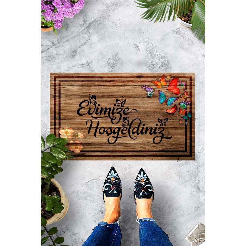 Evsebu Pienso Home Evimize Hoşgeldiniz Tahta Desenli Kapı Önü Paspası Paspas Fiyatı