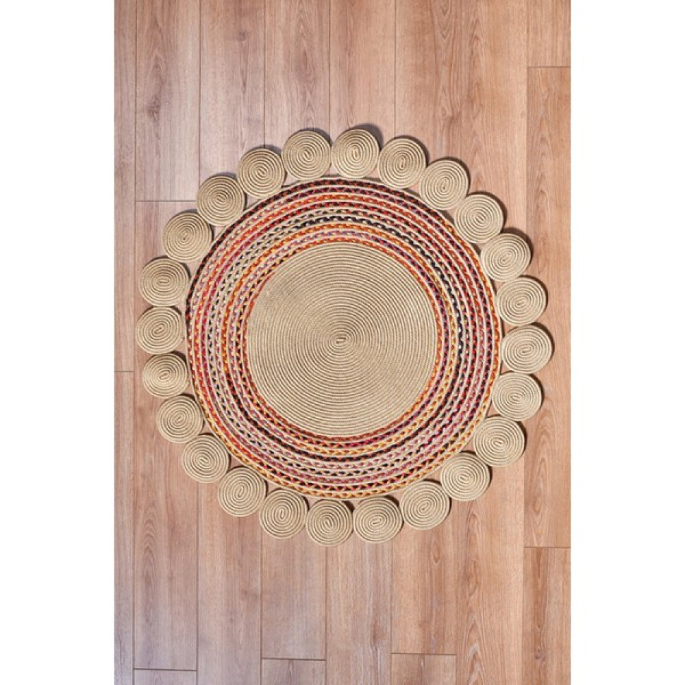 Evvemall Geometrik Jüt Hasır Yıkanabilir Salon Mutfak Balkon ve Bahçe Royal Serisi Jüt Kilim Jüt Halı 37 - Bej - 90 x 90 cm Kilim Fiyatı