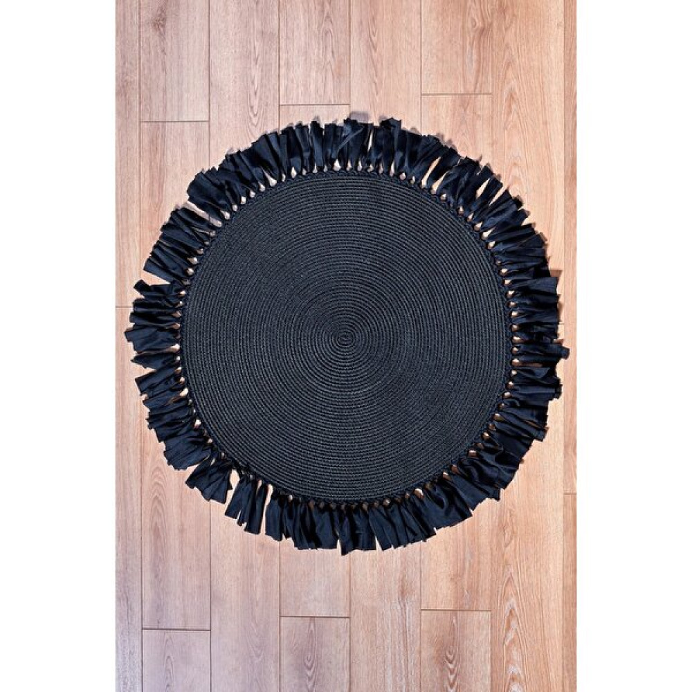 Evvemall Geometrik Jüt Hasır Yıkanabilir Salon Mutfak Balkon ve Bahçe Royal Serisi Jüt Kilim Jüt Halı 41 - Siyah - 90 x 90 cm Kilim Fiyatı