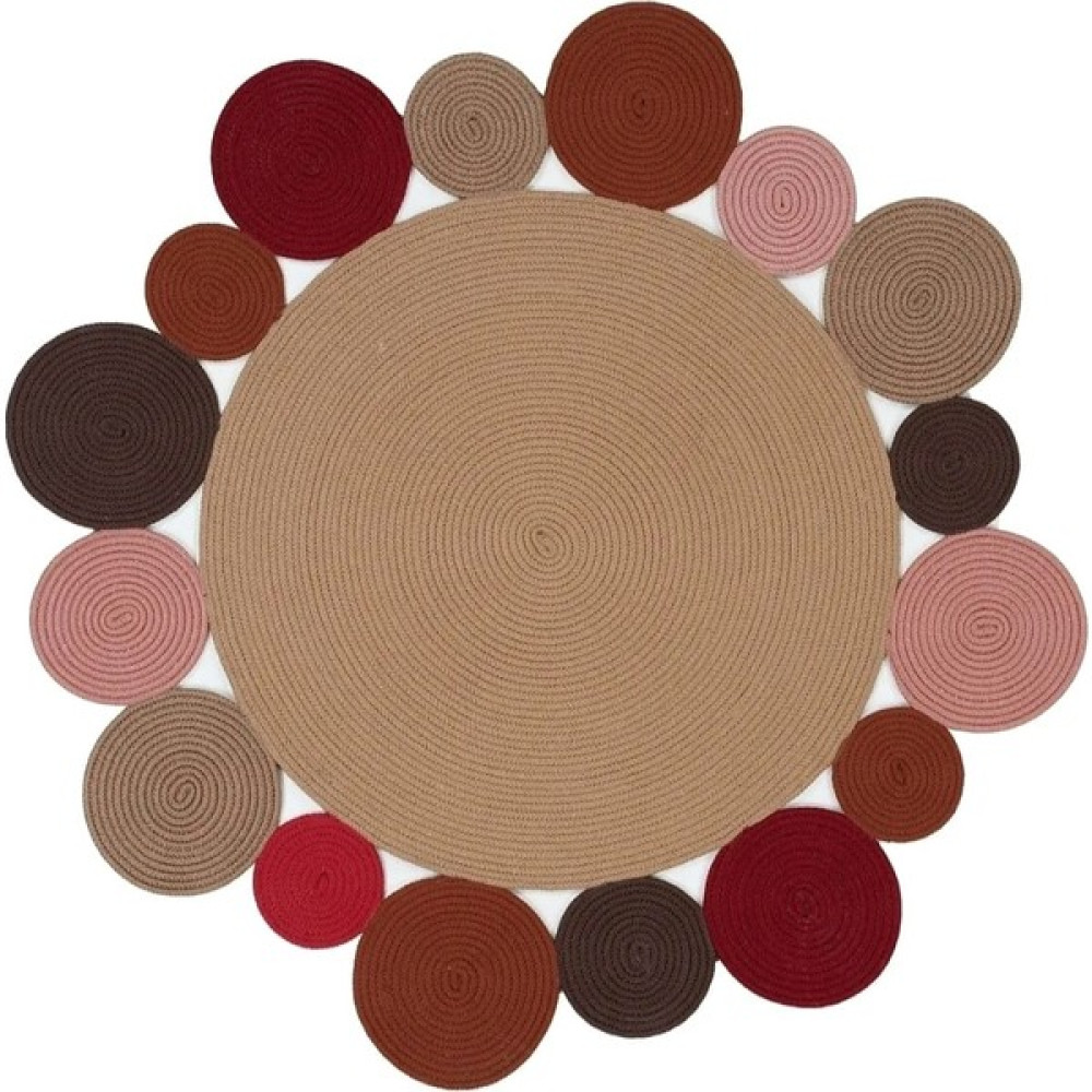 Evvemall Home & Living Jüt Hasır Halat İplik Dekoratif Salon Halısı,koridor ve Mutfak Halısı Renkli Jüt Kilim Jüt Halı - 100 x 100 cm Kilim Fiyatı