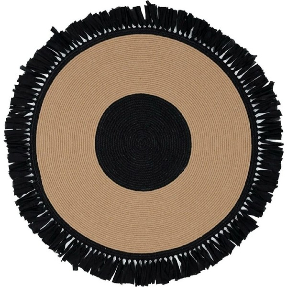 Evvemall Home & Living Jüt Hasır Halat İplik Dekoratif Salon Halısı,koridor ve Mutfak Halısı Siyah Jüt Kilim Jüt Halı - Siyah - Bej - 100 x 100 cm Kilim Fiyatı