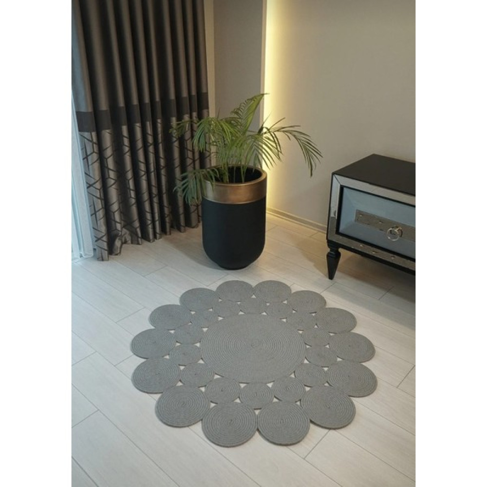 Evvemall Home & Living Jüt Hasır Ipliğinden Dokunan Salon Halısı,mutfak ve Koridor Halısı Royal Serisi Gri Jüt Kilim 609 - 80 x 80 cm Kilim Fiyatı
