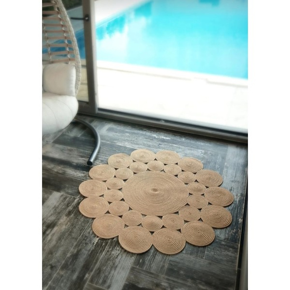 Evvemall Home & Living Jüt Hasır Ipliğinden Dokunan Salon Halısı,mutfak ve Koridor Halısı Royal Serisi Jüt Kilim 605 - 80 x 80 cm - Bej Kilim Fiyatı
