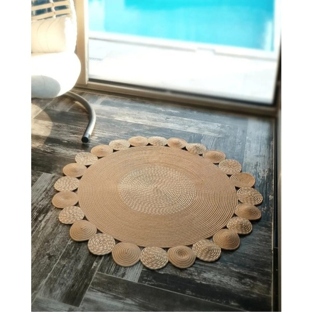 Evvemall Home & Living Jüt Hasır Ipliğinden Dokunan Salon Halısı,mutfak ve Koridor Halısı Royal Serisi Jüt Kilim 606 - 80 x 80 cm - Bej Kilim Fiyatı