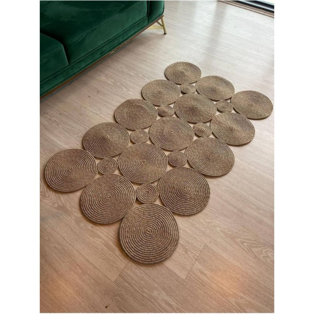 Evvemall Home & Living Jüt Hasır Yıkanabilir Dekoratif Salon Halısı,mutfak ve Koridor Halısı Jüt Halı Jüt Kilim 4 - Haki - 60 x 120 cm Kilim Fiyatı