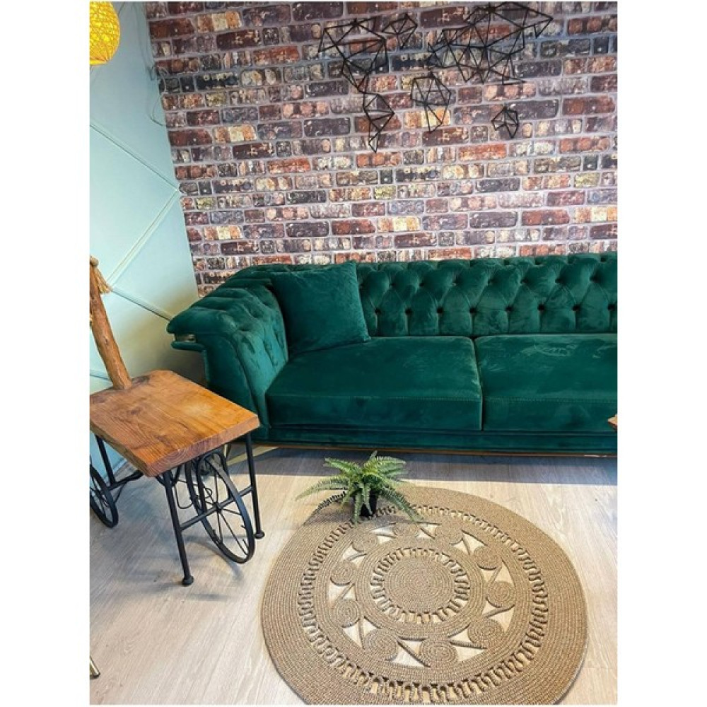 Evvemall Home & Living Jüt Hasır Yıkanabilir Dekoratif Salon Halısı,mutfak ve Koridor Halısı Jüt Halı Jüt Kilim 9 - 80 x 80 cm - Haki Kilim Fiyatı