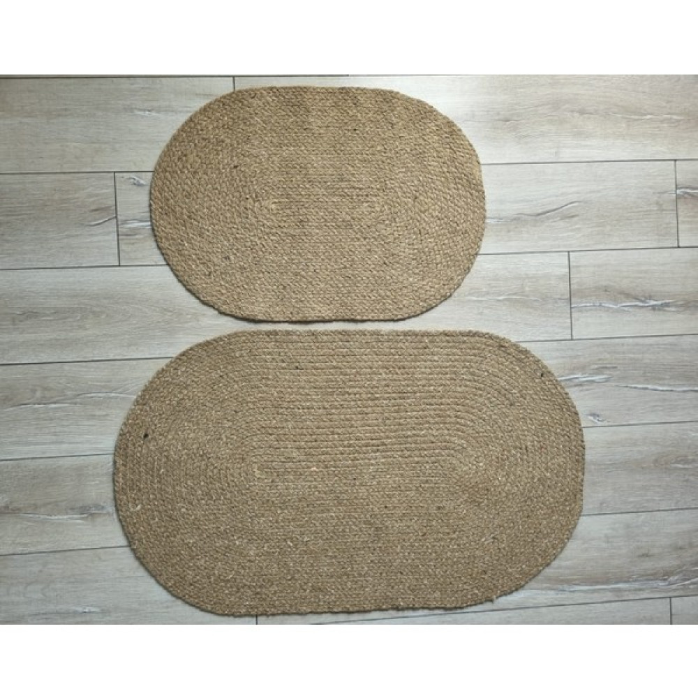 Evvemall Home & Living Natural Yıkanabilir Ikili Balkon ve Banyo Paspası Jüt Kilim Jüt Paspas Promo 59 - Krem - Bej - 60 x 100 - 50 x 70 Klozet Takımı Fiyatı