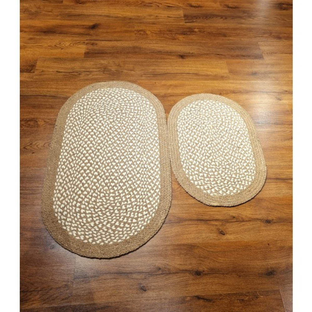 Evvemall Home & Living Natural Yıkanabilir Ikili Balkon ve Banyo Paspası Jüt Kilim Jüt Paspas PROMO61 - Krem - Bej - 60 x 100 - 50 x 70 Klozet Takımı Fiyatı