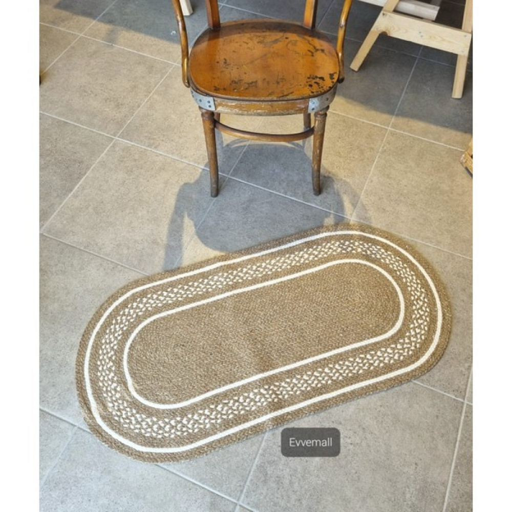 Evvemall Home & Living Yıkanabilir Halı Dekoratif Halı Salon,mutfak ve Banyo Paspası Jüt Kilim Jüt Halı Promo 61 - 80 x 120 cm - Bej - Krem Kilim Fiyatı