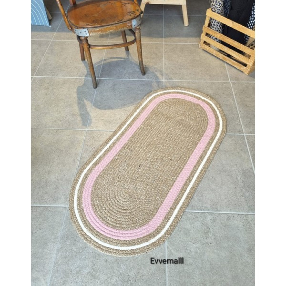 Evvemall Home & Living Yıkanabilir Halı Dekoratif Halı Salon,mutfak ve Banyo Paspası Jüt Kilim Jüt Halı Promo 64 - 80 x 120 cm - Bej - Pudra Kilim Fiyatı