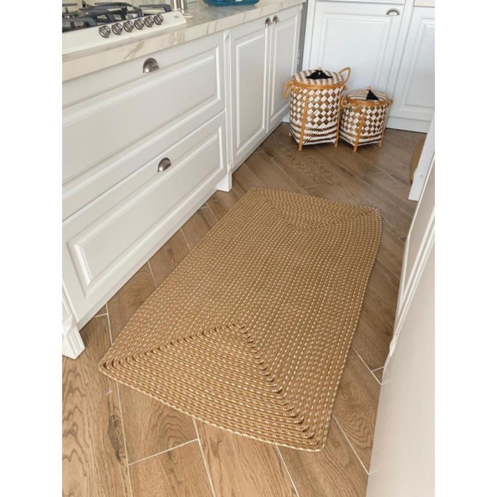 Evvemall Jüt Hasır Yıkanabilir Dekoratif Salon Mutfak Balkon Ve Bahçe Royal Serisi Jüt Kilim Halı 04 - Bej - Beyaz - 80 x 150 cm Kilim Fiyatı