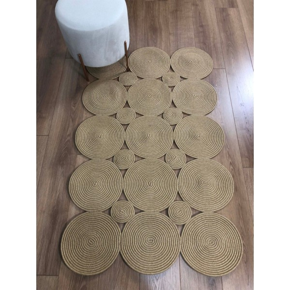Evvemall Jüt Hasır Yıkanabilir Salon Mutfak Balkon ve Bahçe Royal Serisi Jüt Kilim Jüt Halı 17 - Bej - 90 x 150 cm Kilim Fiyatı