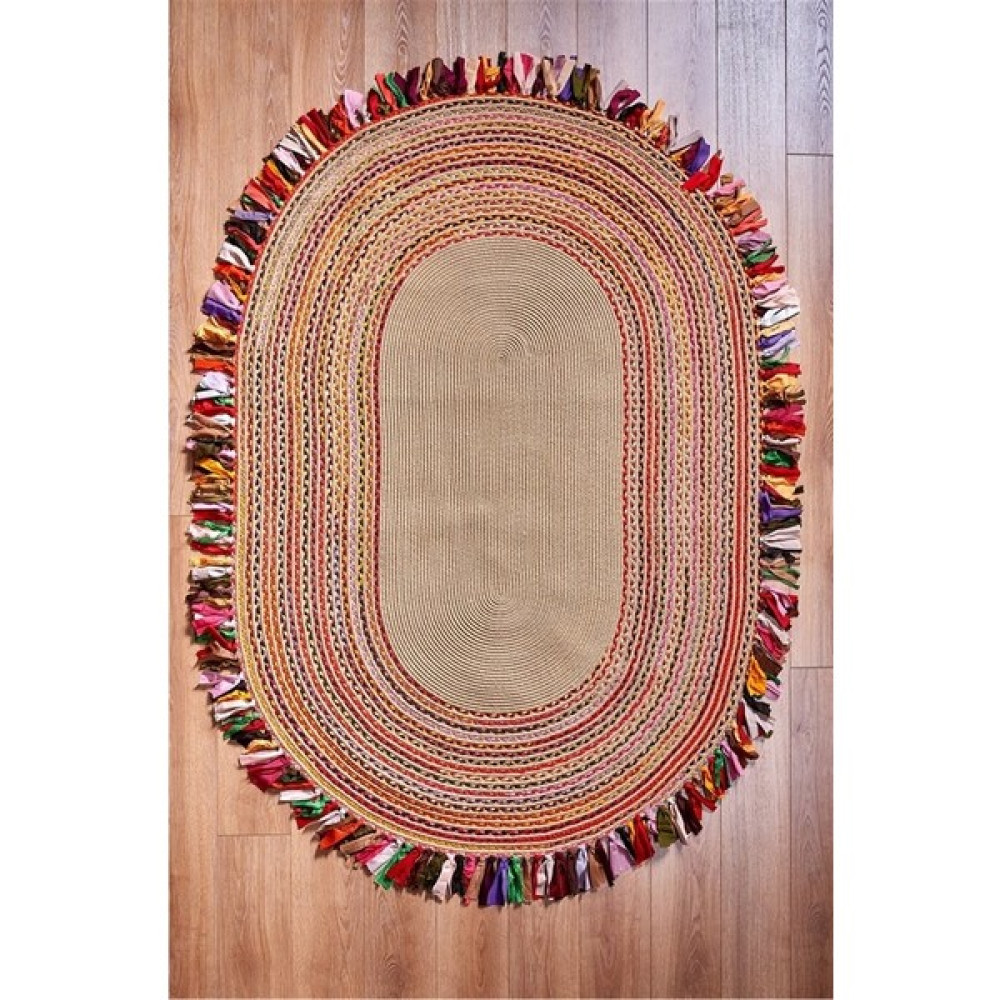 Evvemall Jüt Hasır Yıkanabilir Salon Mutfak Balkon ve Bahçe Royal Serisi Jüt Kilim Jüt Halı 24 - Renkli - 80 x 150 cm Kilim Fiyatı