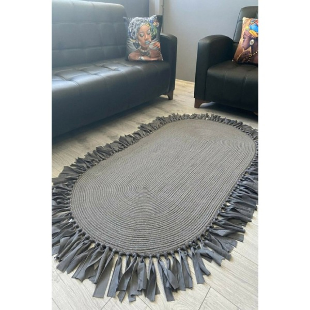 Evvemall Jüt Hasır Yıkanabilir Salon Mutfak Balkon ve Bahçe Royal Serisi Jüt Kilim Jüt Halı 26 - Gri - 80 x 150 cm Kilim Fiyatı