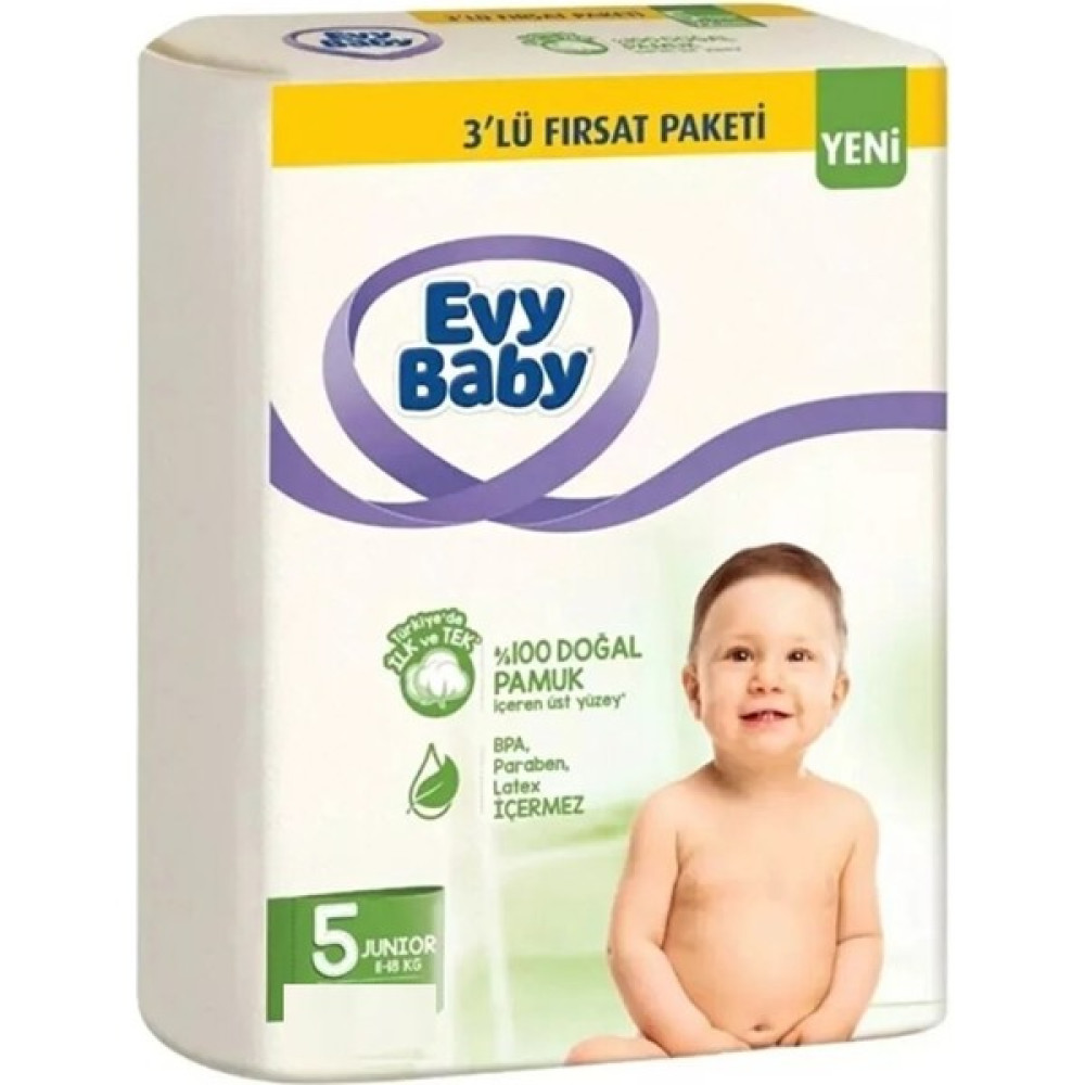 Evy Baby Bebek Bezi 5 Numara 11-18 kg 44 Adet - 5 Beden (11 - 18 kg) Bebek Bezi Fiyatı