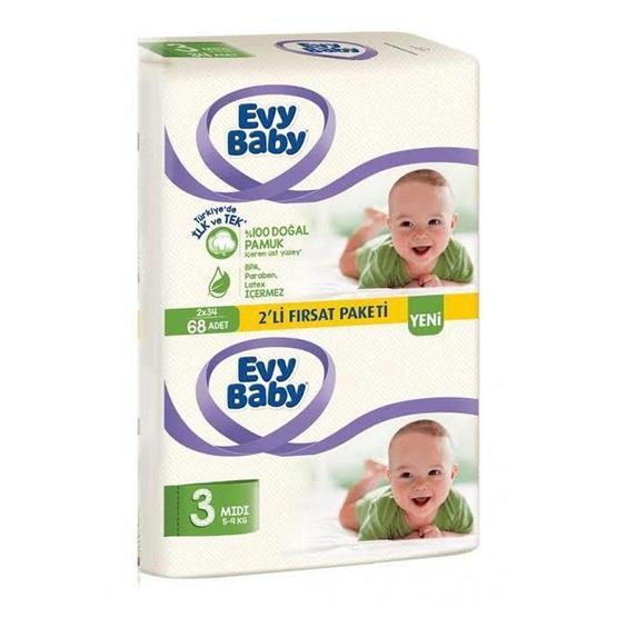 Evy Baby No:3 Midi 68 Adet Bebek Bezi Bebek Bezi Fiyatı