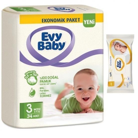 Evy Baby No:3 Mini 34 Adet Bebek Bezi