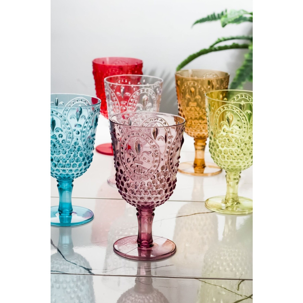 EWs Akrilik Renkli 6lı Kadeh & Su Meşrubat Kahve Yanı Bardağı 450 ml ( Cam Değildir ) Fincan / Bardak / Kahve Takımı Fiyatı
