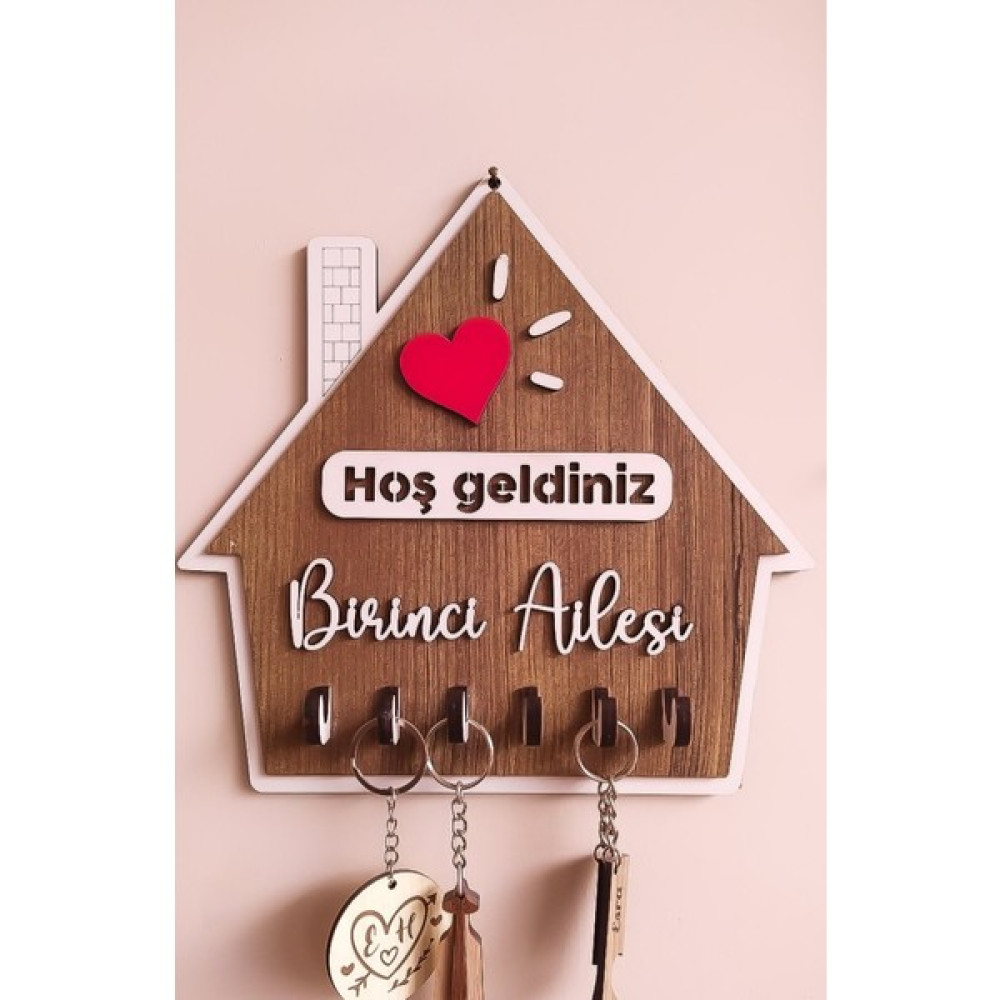 Exalted Hawk Aile Isimli Ahşap Anahtarlık Askısı Eşya Saklama / Düzenleme Fiyatı