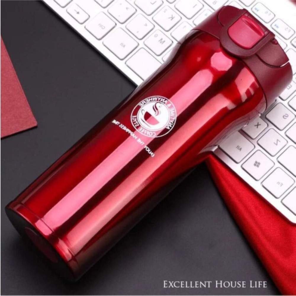 Excellent House Life Filtreli Çift Katmanlı Paslanmaz Çelik 380 ml Termos Bardak Mug Araç Kahve Çay El Termosu - Beyaz - Kırmızı Termoslar Fiyatı
