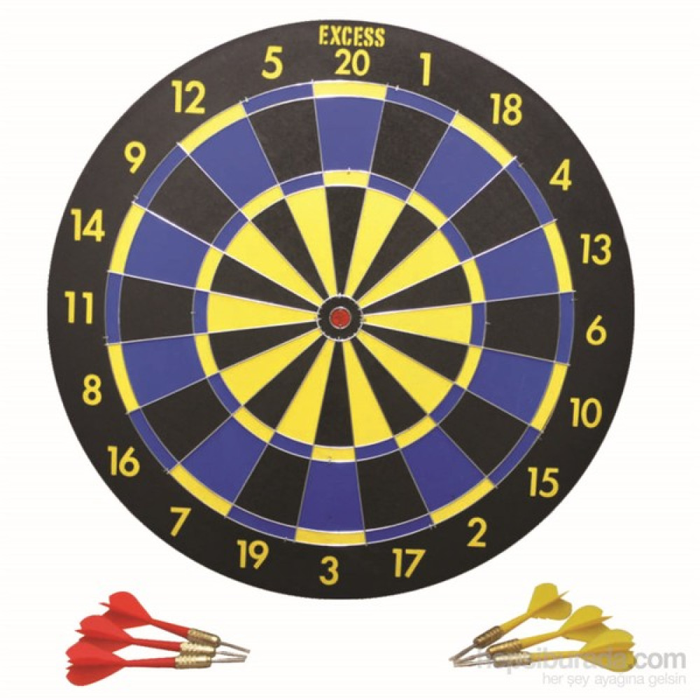 Excess 45cm Dart Set 6 Ok Çift Taraflı - Sarı - Lacivert Oto Boyaları Fiyatı