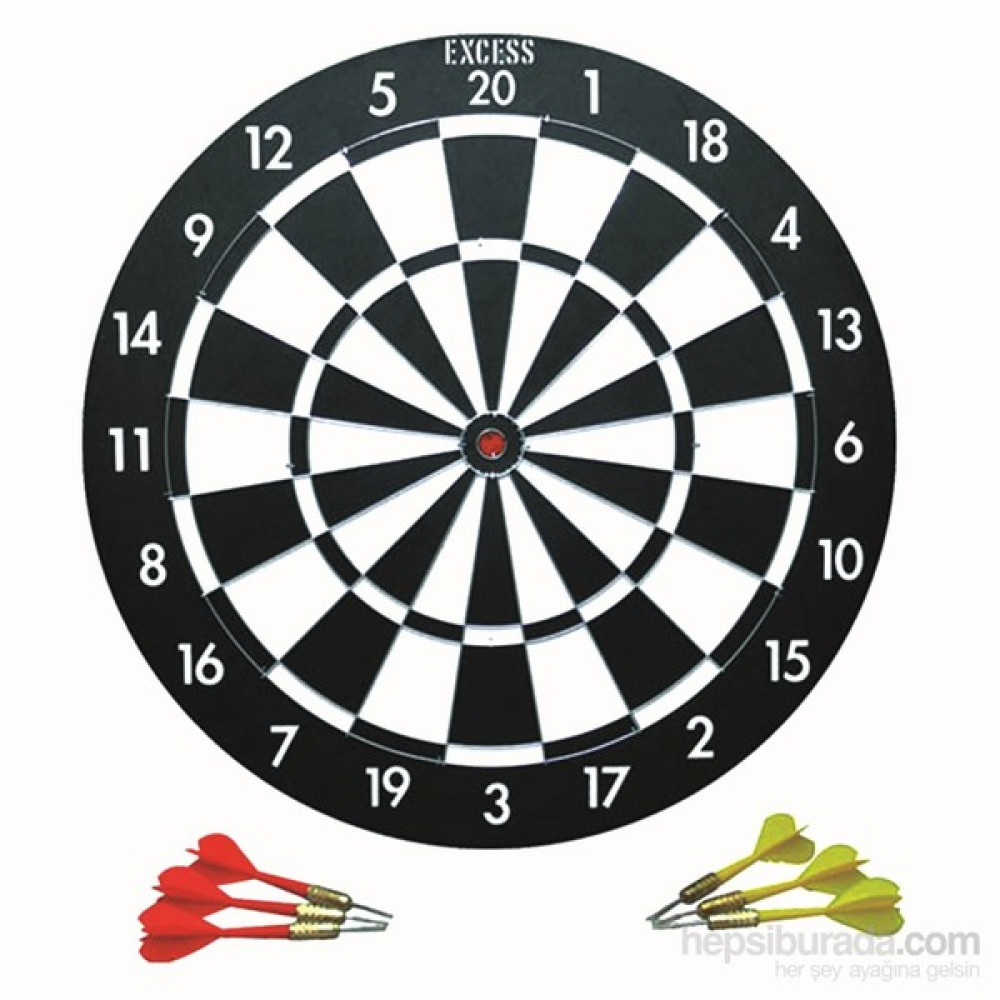 Excess 45cm Dart Set 6 Ok Çift Taraflı - Siyah - Beyaz Oto Boyaları Fiyatı