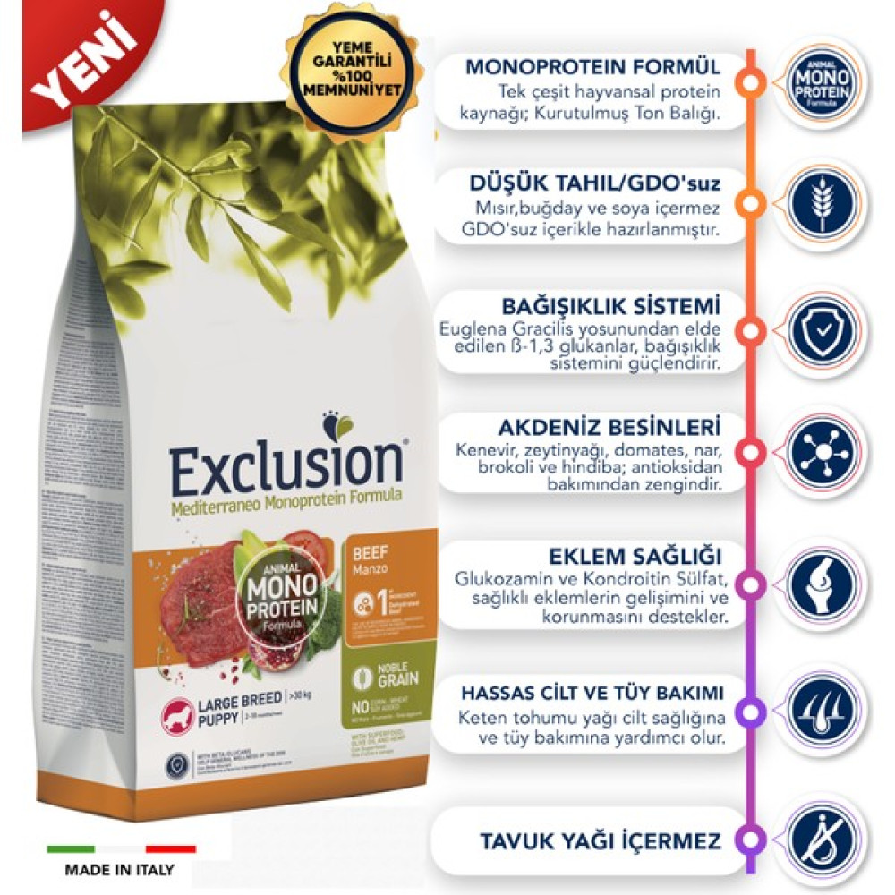 Exclusion Düşük Tahıllı Monoprotein Sığır Etli ve Narlı Büyük Irk Yavru Köpek Maması 12 kg Evcil Hayvan Ürünleri Fiyatı