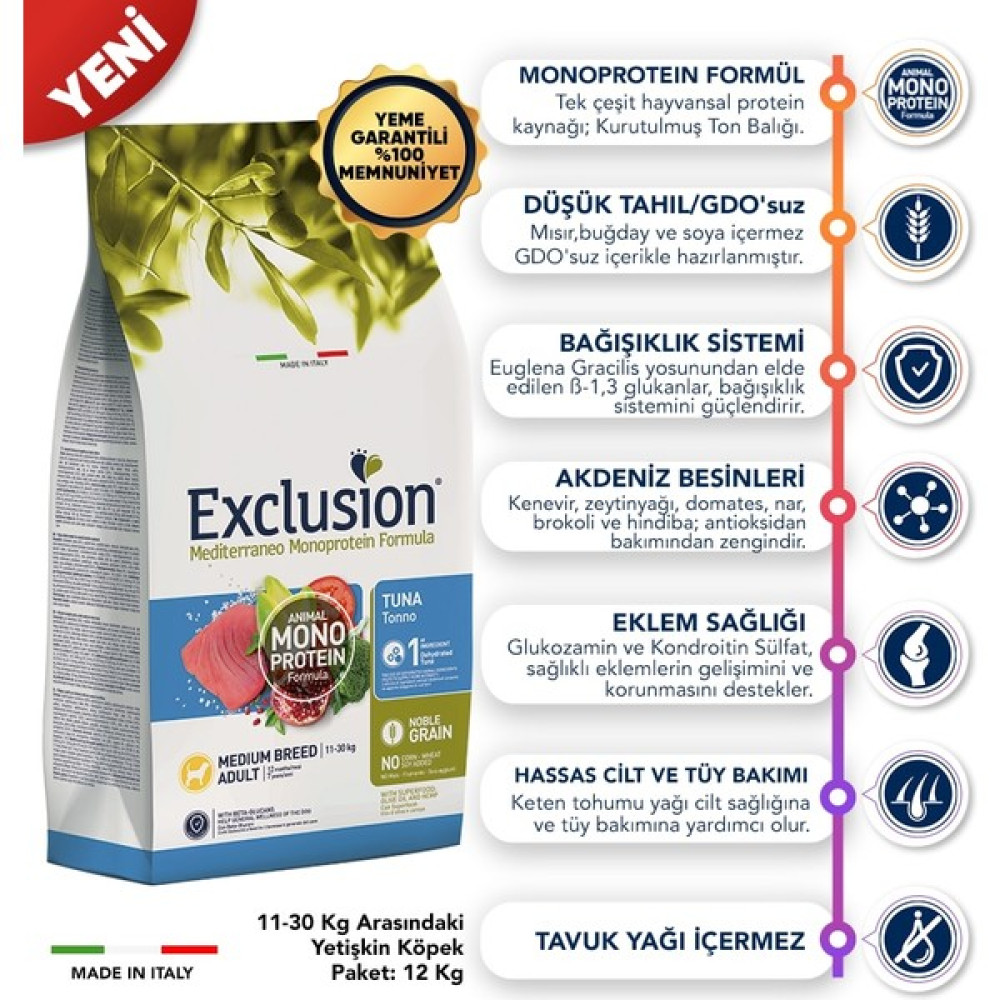 Exclusion Mediterraneo Monoprotein Düşük Tahıllı Ton Balıklı ve Narlı Orta Irk Yetişkin Köpek Maması 3 kg Evcil Hayvan Ürünleri Fiyatı
