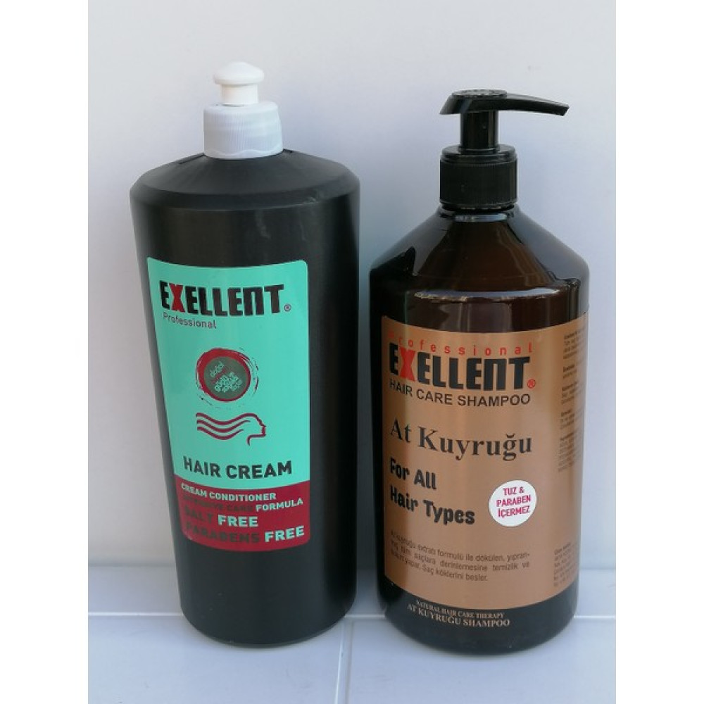 Exellent Tuz ve Paraben Içermeyen At Kuyruğu Şampuan ve Saç Bakım Kremi 1000 ml Set Şampuan ve Saç Kremi Fiyatı
