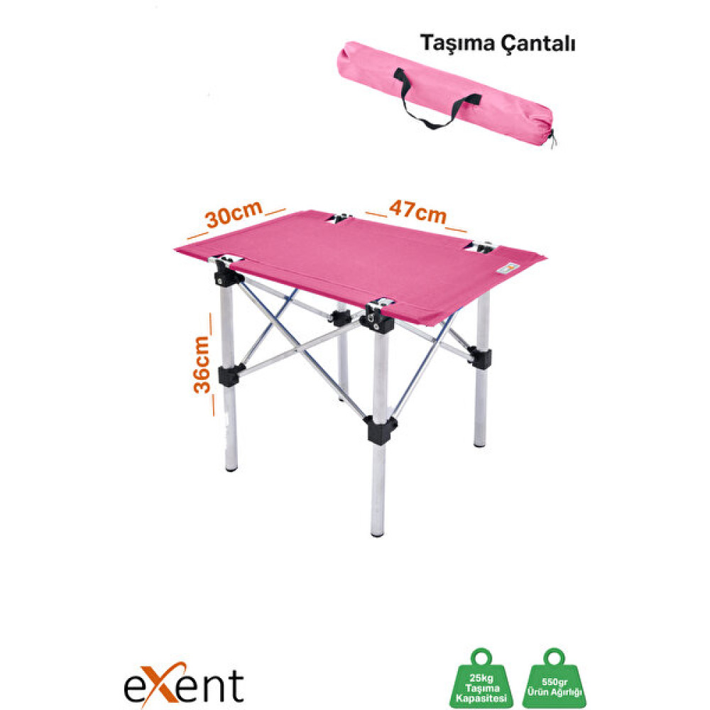 Exent 31X46 cm Mini Kamp Masası, Çocuk Piknik Masası, Bahçe Balkon Plaj Masası, Taşıma Çantalı Masa Kamp & Piknik Masası Fiyatı