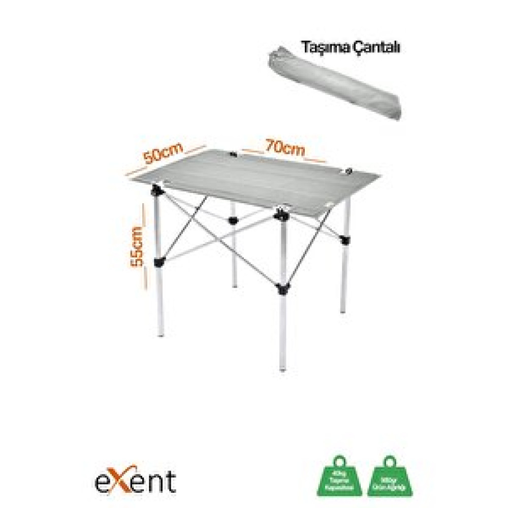 Exent 50x70 Cm Kamp Masası Katlanabilir Masa, Piknik Bahçe Balkon Plaj Masası, Taşıma Çantalı Masa Kamp Malzemeleri Fiyatı