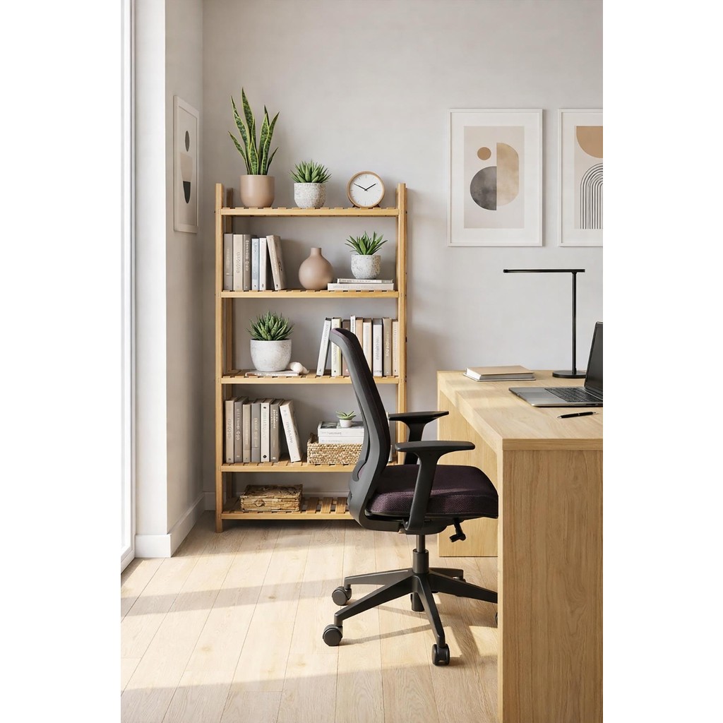 Exent, Dekoratif 4 Raflı Doğal Kayın Ahşap Ofis Kitaplık, Çok Amaçlı Dolap-50x32 cm h:90 cm - 1 - Ahşap Rengi Kitaplık Fiyatı