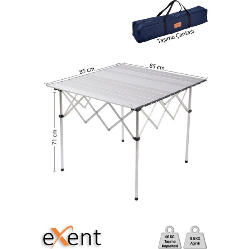 Exent Intercamp Büyük Kamp Masası, Komple Alüminyum, Katlanır, Taşıma Çantalı, Piknik Masası, Yemek Masası-85 cm Kamp & Piknik Masası Fiyatı