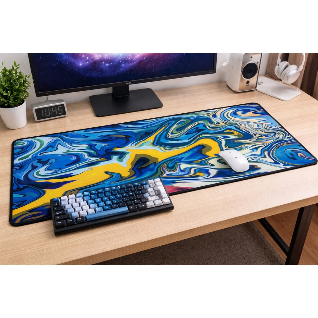 Exonix Kaymaz Mousepad Renkli Desenli Oyuncu Mouse Pad 70CM x 30CM - Lacivert Oyuncu Mouse Pad Fiyatı