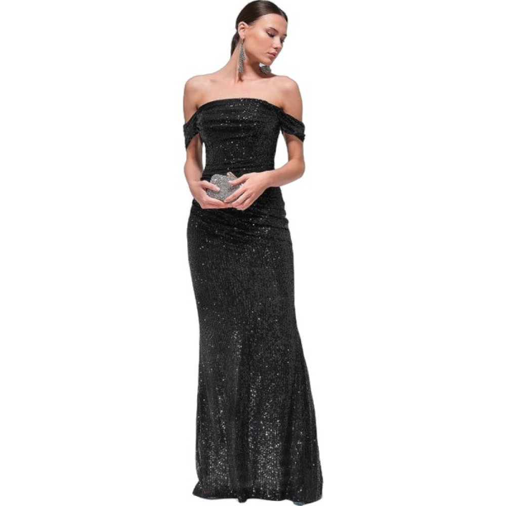 Explosion Payetli Straplez Siyah Kadın Gece Elbisesi 22457128 Elbise Fiyatı