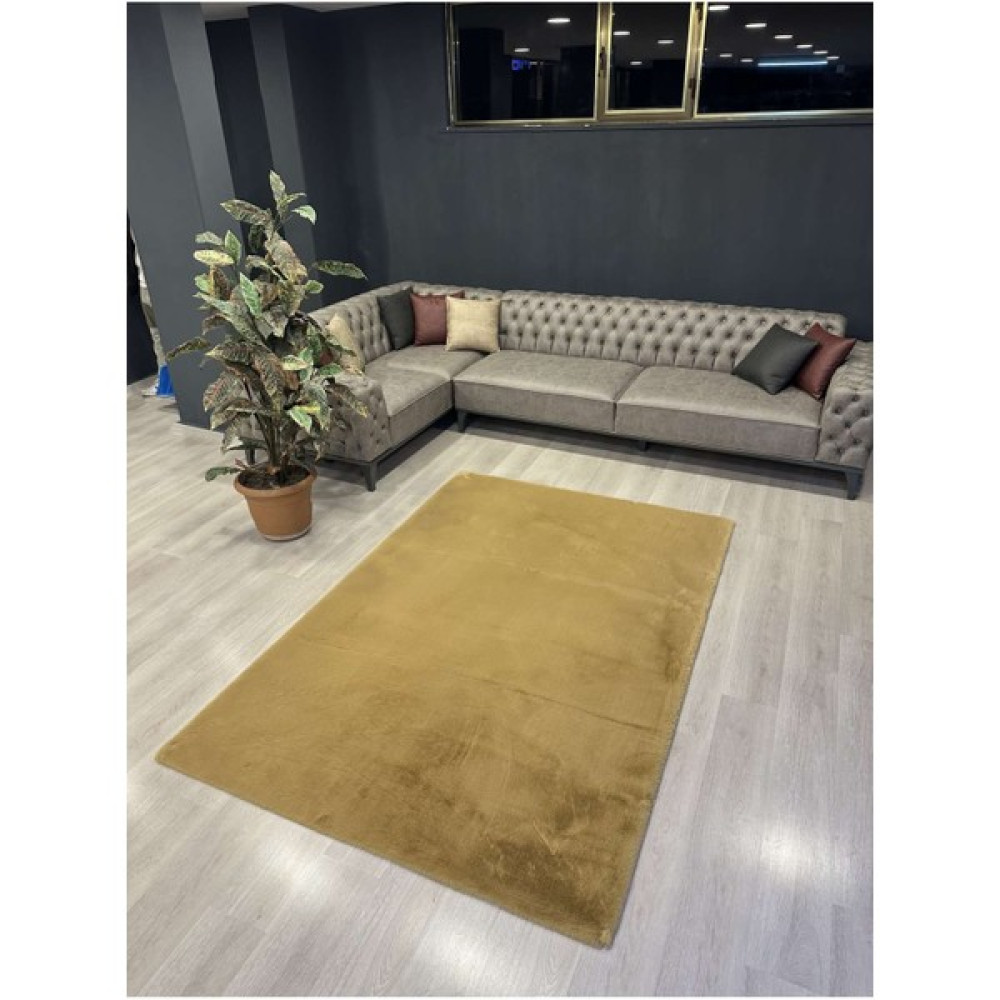 Extra Carpet Modern Tavşan Tüyü Yumuşacık Tüy Dökmez Peluş Halı Camel - 160 x 230 cm Salon Halısı Fiyatı