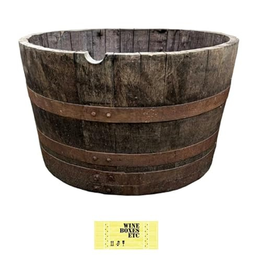 Extra Large Oak Whisky Barrel Tub/Planter – Half Barrel Hogshead - 73cm wide x 45cm tall Approx