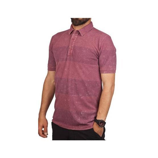 Exuma 381252 Bordo Çizgili Polo Yaka Erkek Tişört