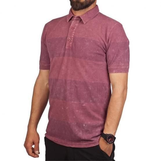 Exuma 381252 Bordo Çizgili Polo Yaka Erkek Tişört