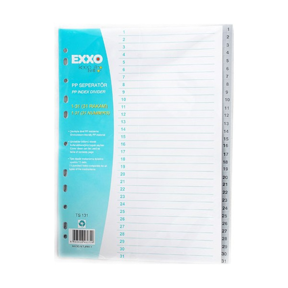 Exxo 1-31 Rakam Seperatör Dosya Fiyatı