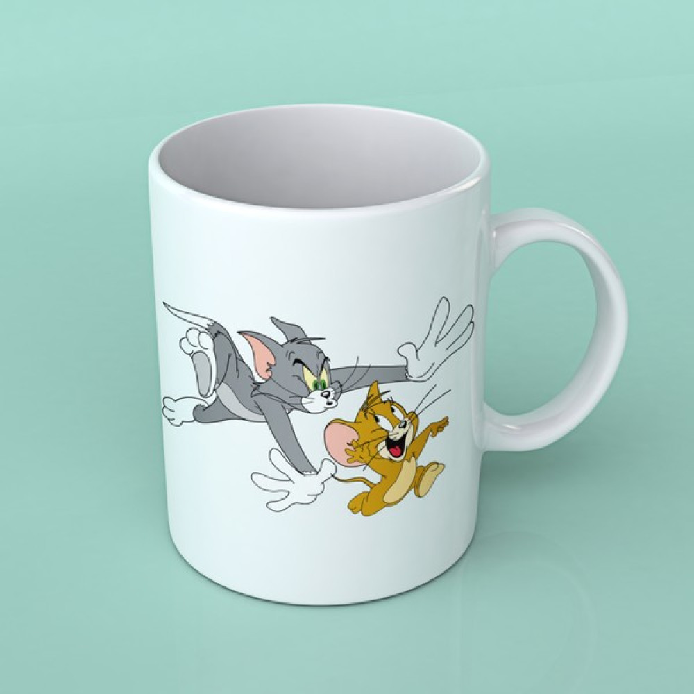Ey Dijital Tom ve Jerry Tasarımı Çay Kahve Kupası - 250 ml - 1 Adet - Beyaz Fincan / Bardak / Kahve Takımı Fiyatı