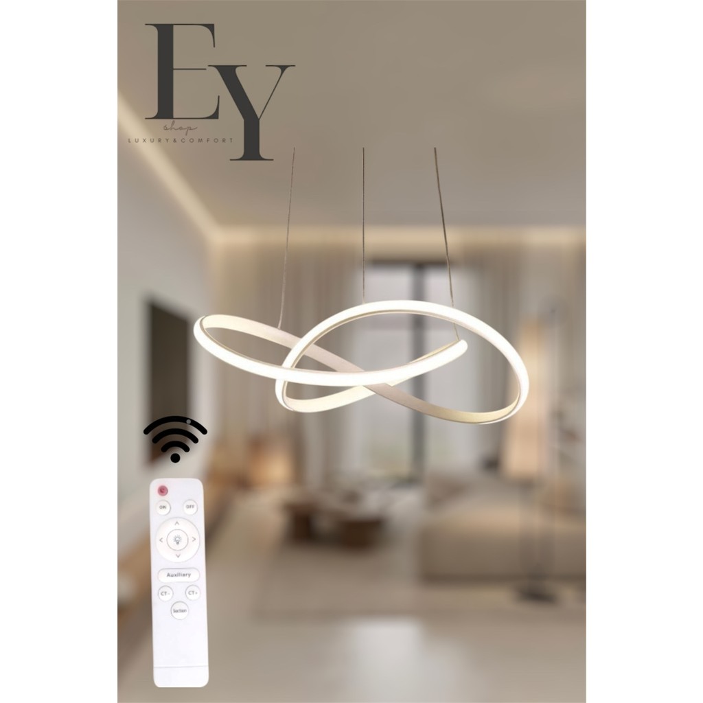 Ey Shop Modern Beyaz Karçiçeği Model Kumandalı 3 Renk (Beyaz / Sarı / Günışığı) LED Avize Avize Fiyatı